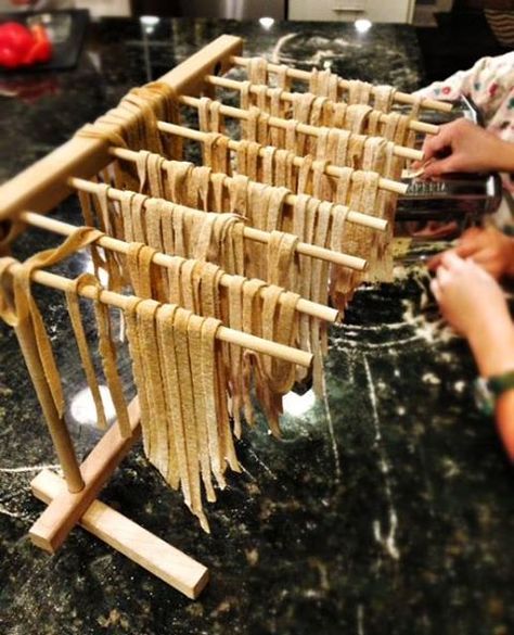 Pasta Drying Rack, 100 Days Of Real Food, Pasta Making, Wheat Pasta, Pasta Fatta In Casa, Whole Wheat Pasta, Pasta Dough, Perfect Pasta, Pasta Fresca