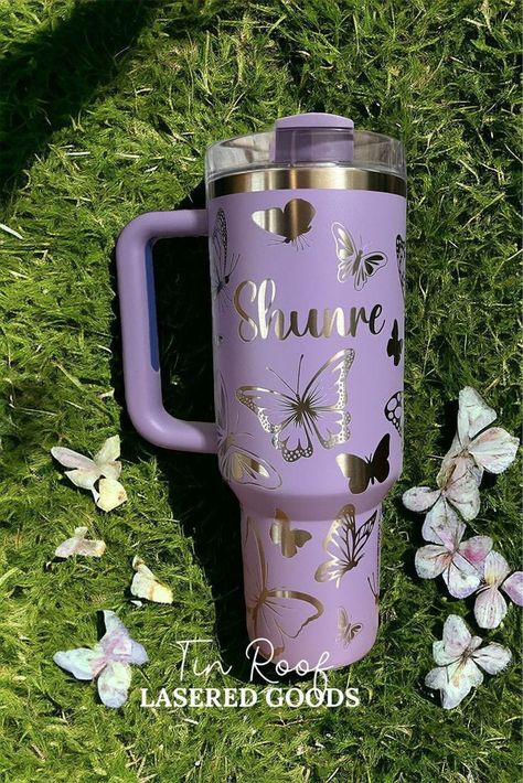 Butterfly Party Favors, 40 Oz Tumbler, Engraved Tumbler, Butterfly Party, Tumbler Ideas, Cricut Designs, Customizable Gifts, 40oz Tumbler, Travel Tumbler