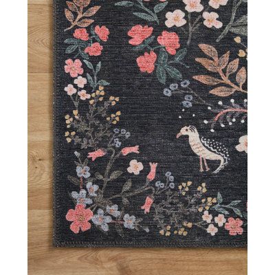 Rifle Paper Co. Rifle Paper Co. x Loloi Maison MAO-04 Tuileries Navy Rug | Wayfair Whimsical Style, Loloi Rugs, Rug Direct, Navy Rug, Rug Company, Navy Area Rug, Whimsical Fashion, Black Area Rugs, Black Rug