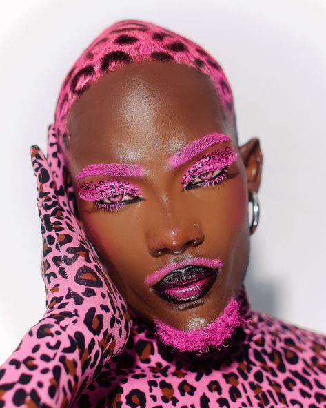 Wild Eye Makeup, Normani Wild Side, Pink Leopard Makeup, Colourful Editorial Makeup, Cheetah Outfit, Pink Drag Makeup, Pink Drag Makeup Looks, Editorial Pink Makeup, Cheetah Clothes