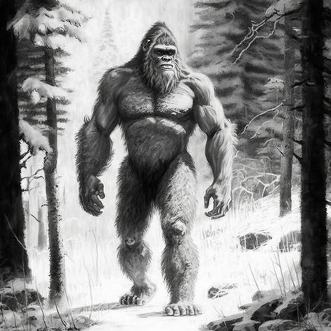 Artwork Bigfoot Drawing, Bigfoot Art, Pyrography, Drawings, Art