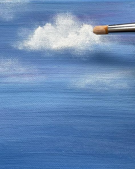 Diy Sky Painting, Cloudy Sky Acrylic Painting, Acrylic Paint Clouds Tutorial, Painting Clouds With Acrylics, How To Paint Clouds With Acrylic Paint, Drawing Clouds Acrylic, Paint Sky Acrylic, How To Paint The Sky, How To Draw Clouds Acrylic