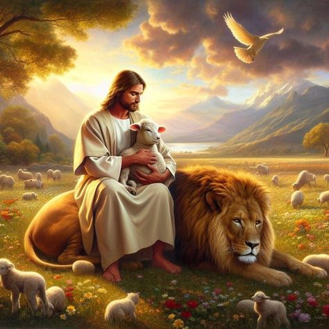 Jesus Ideas, Daniel In The Lion's Den, Jesus Love Images, Daniel And The Lions, Lion Of Judah Jesus, Bible Artwork, Bible Photos, Christian Illustration, Lion's Den