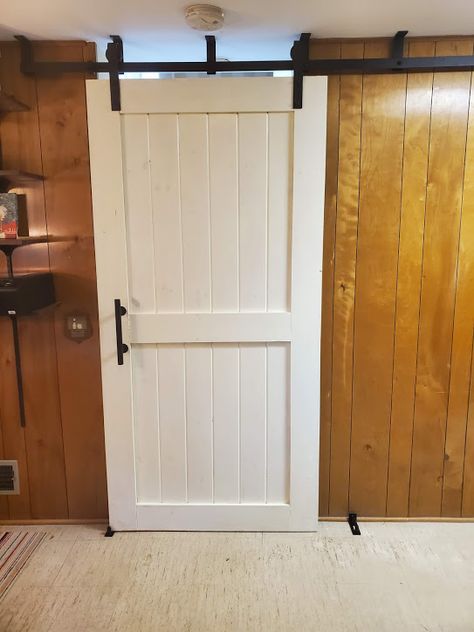 Low Ceiling Basement Doors, Hanging Doors From Ceiling, Ceiling Mounted Barn Door, Ceiling Mount Barn Door, Marble Top Desk, Bathroom Sliding Door, Sliding Bathroom Door, Hanging Sliding Doors, Low Ceiling Basement