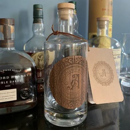 Wood Labels, Groomsmen Gift, Engraved Wood, Decanters, Bottle Labels, Bottle Design, Groomsman Gifts, Real Wood, Leather Cord