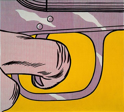 Roy Lichtenstein 1963 - TRIGGER FINGER - Oil on magna on canvas (91 x 102 cm) by Cuadros POP ART, via Flickr Roy Liechtenstein, Roy Lichtenstein Art, Roy Lichtenstein Pop Art, Lichtenstein Pop Art, Pop Art Vintage, Industrial Paintings, Claes Oldenburg, Trigger Finger, Robert Rauschenberg