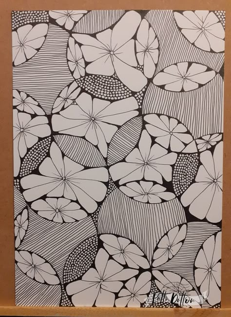 Full Page Zentangle, Zentangle Circle Patterns, Zentangle Trees Patterns, Flower Zentangle Patterns, Zentangle Patterns Flower, Unique Zentangle Drawings, Zentangle Landscape, Black And White Line Drawings, Repetition Art