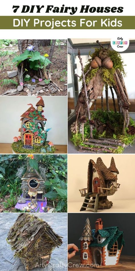 Check out these cute DIY fairy houses to add some whimsical appeal to your home decor. Tutorials curated by Arty Crafty Crew. Fairy Crafts For Adults, House Diy Projects, Diy Fairy House, Fairy House Diy, Fairy Crafts, Diy Projects For Kids, Diy Fairy, Cute Diy, Fairy Garden Diy