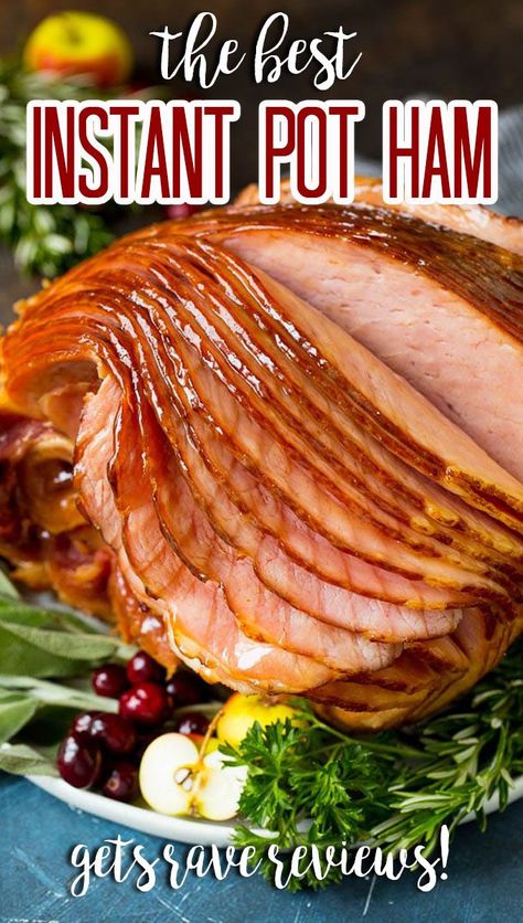 This Instant Pot ham is a spiral ham coated in a 3 ingredient glaze, then pressure cooked to tender perfection. Ham In The Instant Pot, Honey Mustard Glazed Ham, Honey Glazed Ham Recipe, Instant Pot Ham Recipe, Pressure Cooker Ham, Cooking Spiral Ham, Cook Ham, Honey Ham Glaze Recipe, Instant Pot Ham