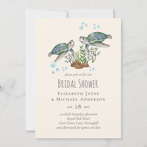 Sea Turtles Beach Wedding  Zazzle Ocean Invitation, Budget Beach Wedding, Coastal Wedding Invitations, Elegant Wedding Design, Zazzle Wedding Invitations, Wedding Ideas Invitations, Low Budget Wedding, Beach Bridal Showers, Modern Elegant Wedding