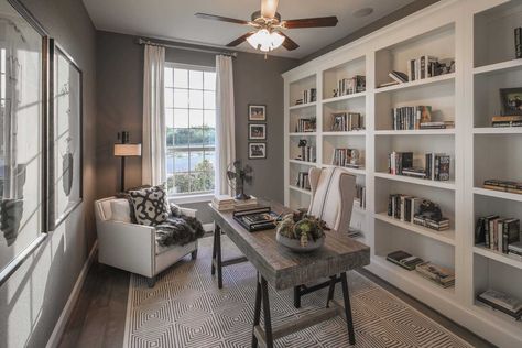 Office Library, Cozy Home Office, Creative Office, Highland Homes, Home Office Storage, Model Home, Design Office, Home Office Space, Space Decor