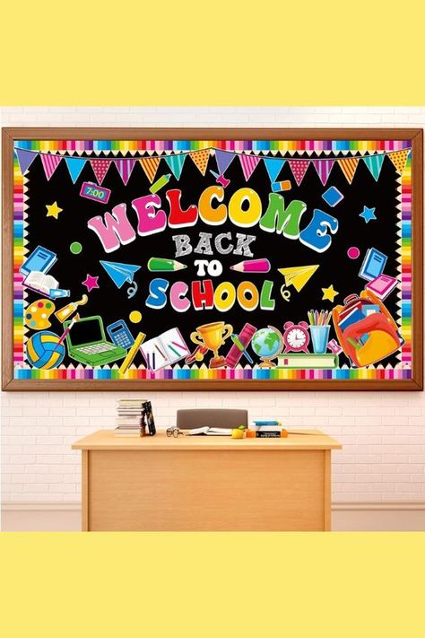 Back to School Bulletin Board Decorations Welcome Back Classroom Bulletin Board Set- Pencil-Notebook Paper- Cutouts- First Day of School-Party Supplies for Wall Decor School Theme Classroom, Back To School Bulletin Board Ideas, Welcome Back To School Bulletin Boards, Preschool Chalkboard, Notice Board Decoration, Hallway Bulletin Boards, Chalkboard Wall Decor, Welcome Bulletin Boards, Skin Anatomy