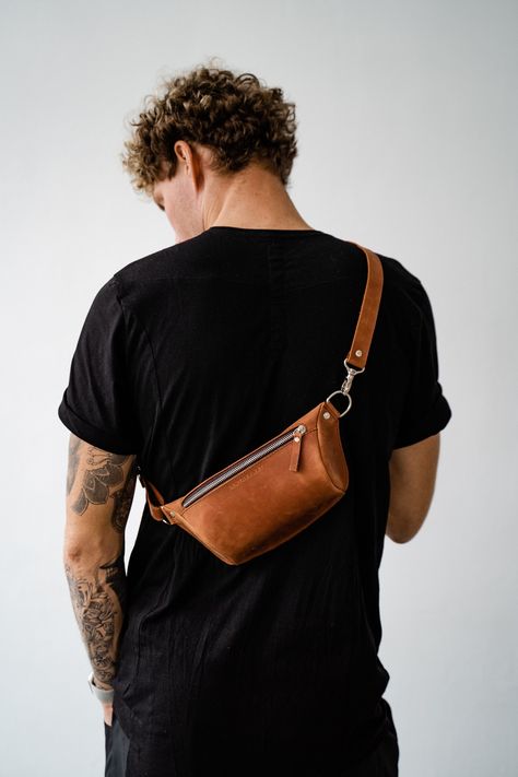 Mens Belt Bag, Men Belt Bag, Belt Bag For Men, Mens Leather Belt, Men Crossbody Bag, Mens Leather Crossbody Bag, Art Du Cuir, Leather Waist Bag, Fanny Bag