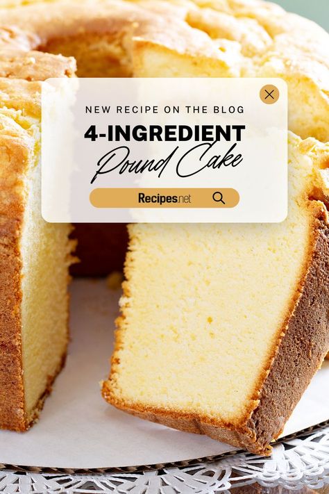 Make an effortless 4-ingredient pound cake with this straightforward recipe! Using just butter, sugar, eggs, and flour, this cake is incredibly easy to prepare and always turns out perfectly moist and flavorful. Ideal for busy bakers who want a quick and tasty dessert. #SimpleBaking #PoundCakeRecipe #4IngredientDessert #QuickBakes #HomemadeTreats Cake Recipe Using Cake Flour, Cake Flour Recipe, Best Pound Cake Recipe, Easy Pound Cake, Pound Cake Recipes Easy, Cake At Home, Recipes By Ingredients, Fluffy Cake, Cake Recipes Easy Homemade