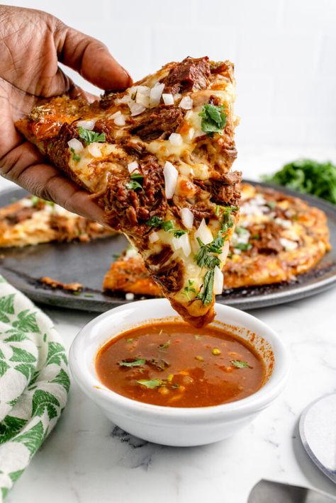 Birria Breakfast Ideas, Birra Pizza Recipe, Birria Rice Bowls, Leftover Birria Recipes, Birria Pizza Trader Joe’s, Leftover Birria Meat Recipes, Birria Lasagna, Leftover Birria Ideas, Birria Pizza Recipe