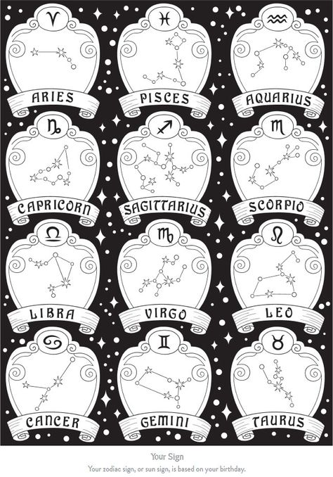 Welcome to Dover Publications Free Zodiac Printables, Astrology Coloring Pages Free Printable, Astrology Coloring Pages, Sunflower Coloring Pages, Astrology Stars, Rainbow Canvas, Dover Publications, Mermaid Coloring Pages, Astrology Art