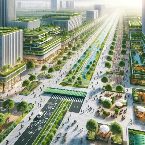 Harmony in Concrete: Crafting Sustainable Cities through Green Urban Planning Eco City Concept, Abandoned Railway, Green Corridor, Cool Interior, Green House Design, Railway Line, Urban Heat Island, New Urbanism, Urban Housing