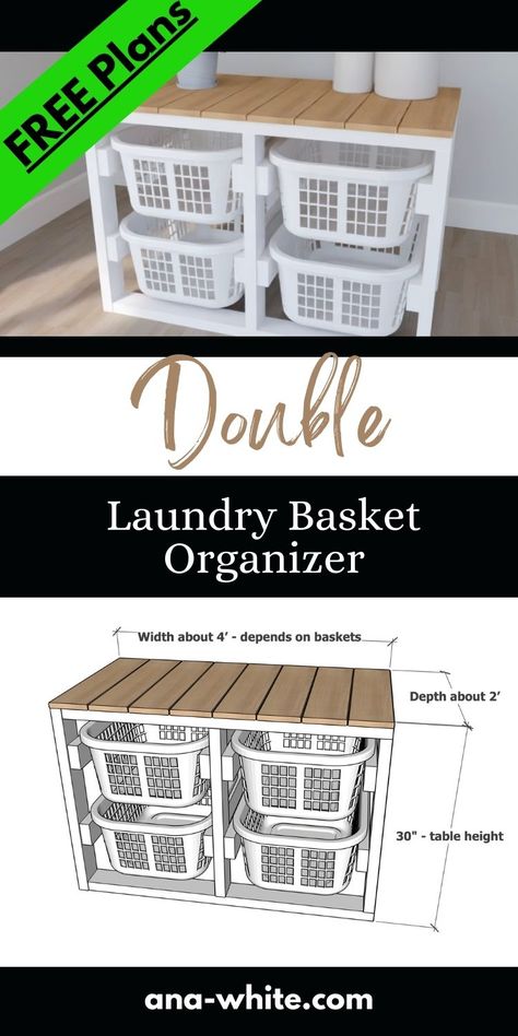 Laundry Basket Storage Diy, Laundry Basket Shelves, Laundry Basket Organizer, White Laundry Basket, Laundry Basket Holder, Double Laundry, Diy Laundry Basket, Diy Organizing, Laundry Basket Storage