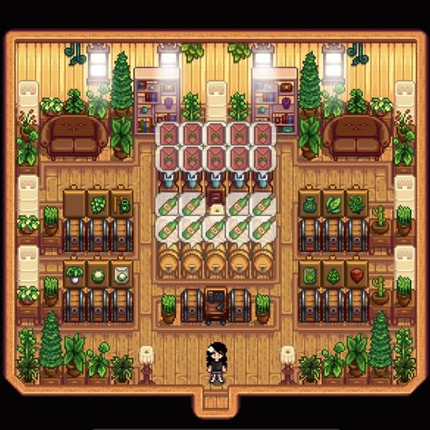 Stardew Valley Outdoor Storage, Stardew Valley Big Shed Ideas, Stardew House Exterior, Stardew Valley Cute Farm Ideas, Aesthetic Stardew Valley Farm Layout, Sdv Beehive Layout, Stardew Valley House Interior Design No Mods, Stardew Valley Village Decoration, Stardew Chicken Coop