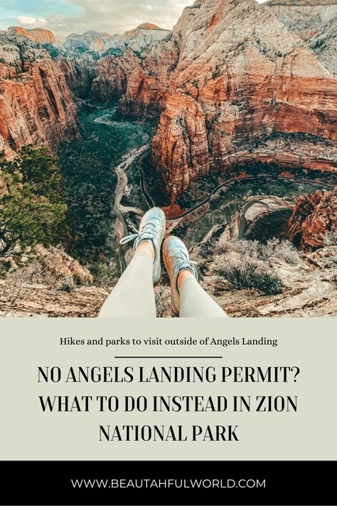 If you're planning a trip to Zion National Park and were hoping to hike Angels Landing, but didn't get a permit, don't worry! There are plenty of other great hikes in the park that you can do instead. In this blog post, we'll talk about some of the best hikes in Zion National Park, as well as some other activities that you can do in the area around Zion National Park if you did not get an Angels Landing permit. #zionnationalpark #utah Hikes In Zion National Park, Trip To Zion National Park, Zion National Park Hikes, Utah National Parks Road Trip, Snow Canyon State Park, Visit Utah, National Park Camping, Utah Road Trip, Zion National Park Utah