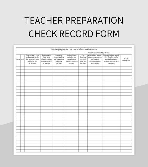 Teacher preparation check record form Teacher Forms, Teacher Preparation, Financial Motivation, Teaching Plan, Daily Record, Teacher Lessons, Form Template, Spreadsheet Template, Teacher Printable