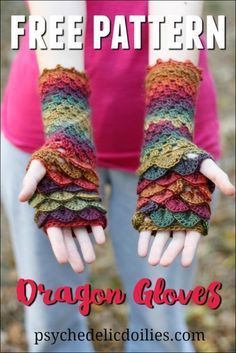 Dragon Gloves, Crocheted Gloves, Crochet Gloves Free Pattern, Crochet Fingerless Gloves Free Pattern, Gloves Crochet Pattern, Alana Blanchard, Crochet Dragon Pattern, Gloves Crochet, Fingerless Gloves Crochet Pattern