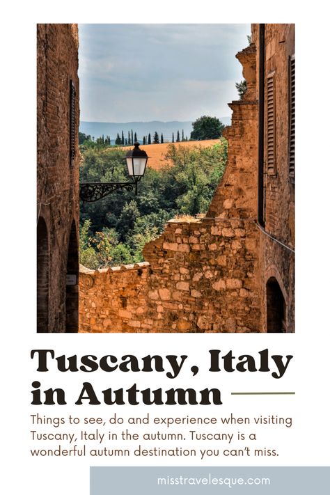 Visiting Tuscany, Italy in the autumn is splendid and a feast for the senses. Find out the best things to do when visiting Tuscany in the fall. #tuscany #italytravel #tuscanyitalyaesthetic #italyaesthetic Italy In The Fall, Medieval Tower, Travel Recommendations, Italy Aesthetic, Interesting Places, Tuscany Italy, In The Fall, International Travel, Italy Travel