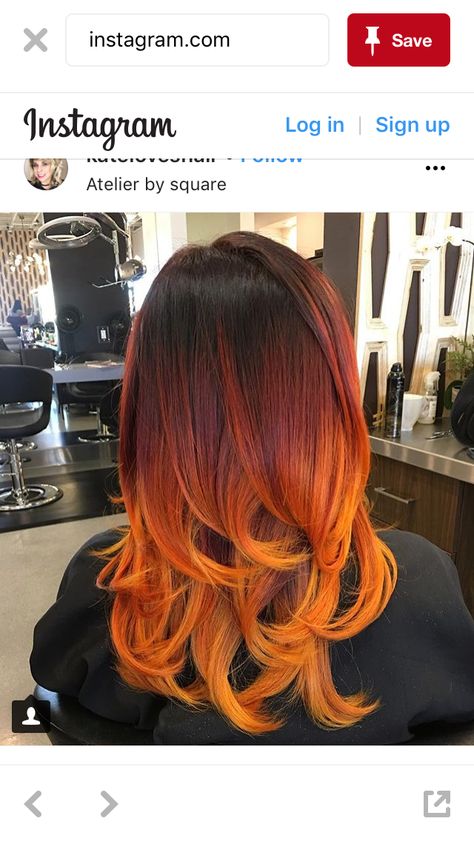 Orange And Yellow Highlights, Mid Length Straight Hair, Sunset Hair Color, Emo Hairstyle, Pretty Red Hair, Sunset Hair, Chunky Highlights, 2023 Hair, Split Hair