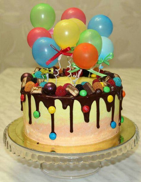 Cake With Balloons, Candy Cakes, Drip Cake, Special Cake, Occasion Cakes, Drip Cakes, Birthday Cake Kids, Fancy Cakes, Food Cakes