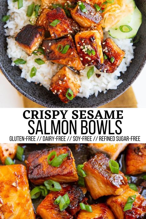 Soy Free Salmon Recipe, Healthy Asian Salmon Recipes, Salmon Macro Recipe, Stove Top Dinners Healthy, Healthy Recipes With Macros, Healthy Dinner Recipes For Two Salmon, Puerto Rican Salmon Recipes, Macro Salmon Recipes, Asian Sauce For Salmon