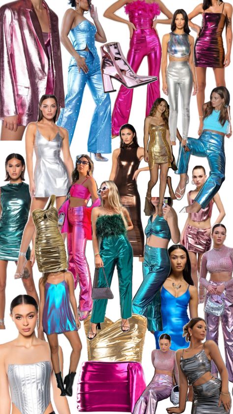 Diamonds And Disco Theme Outfits, 80s Rave Aesthetic, Last Disco Theme Bachelorette, Futuristic Party Theme Outfit, Retro Disco Party Outfit, Desert Disco Bachelorette Outfits, Retro Disco Outfit Women, Disco Birthday Party Outfit, Saturday Night Fever Outfit