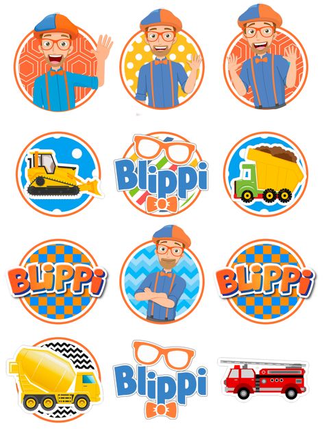 Blippi Topper Printable, Blippi Cupcake Topper Printable, Free Blippi Printables, Blippi Cake Topper Printable, Blippi Cupcake Ideas, Blippi Cupcake Topper, Blippi Topper, Blippi Printable, Bluey Toppers