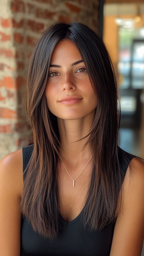 The Ultimate Guide to Asymmetrical Layered Haircuts for Long Hair Straight 🍂 Side Part Hairstyles Long Hair Straight, Long To Medium Hair Before And After, Dark Brown Hair With Layers, Long Haircut Straight, Long Hair Routine, Haircut For Summer, Long Hair Long Layers, Long Layers Face Framing, Braids Colours