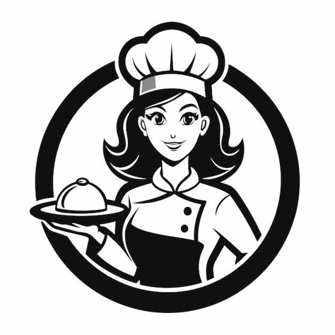 Aesthetic Badgirl Wallpaper, Chef Logo Design Ideas, Cooking Logo Design, Chef Logo Design, Tray Of Food, Cook Logo, Chef Vector, Catering Logo, Cooking Logo