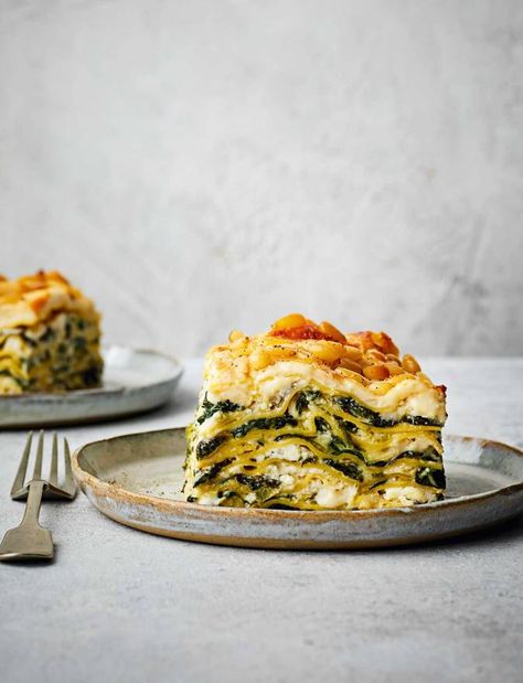 Spinach and feta lasagne recipe | Sainsbury's Magazine Vegetarian Lasagne, Magazine Recipe, Rocket Salad, Lasagne Recipes, Spinach Recipes, Spinach And Feta, Veggie Dishes, Cookies Ingredients, Vegetarian Dishes