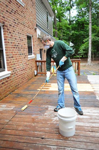 Young House Love | How To Strip & Clean A Deck For Stain Deck Staining, Ground Level Deck, Deck Cleaning, Deck Makeover, Stripping Paint, Deck Paint, Young House, Wooden Deck, Young House Love