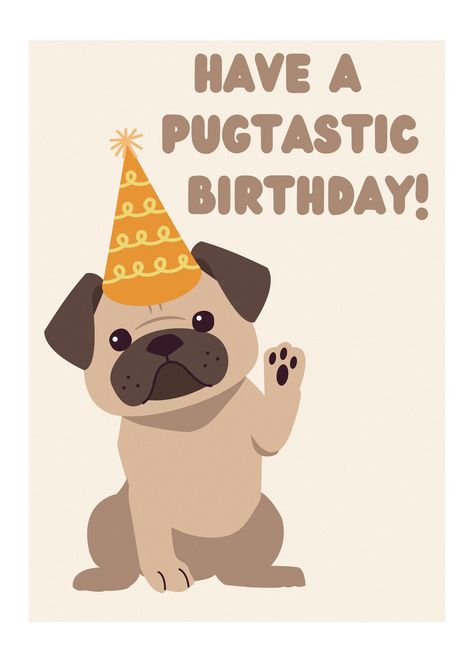 🤍 Perfect for dog lovers, this cute and funny pug birthday card brings a playful touch to any celebration 🐶 Pug Birthday, Design For Birthday, Dog Lovers Birthday, Birthday Card Funny, Dog Birthday Card, Funny Birthday Card, Pugs Funny, Pug Lover, Cute Pugs