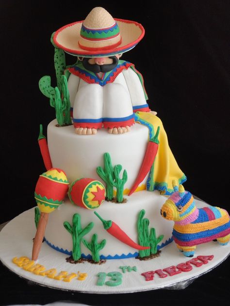 32+ Brilliant Photo of Mexican Birthday Cake - albanysinsanity.com Mexican Themed Cakes, Mexican Fiesta Cake, Mexican Fiesta Birthday Party, Mexican Wedding Cake, Mexican Cake, Mexican Birthday Parties, Fiesta Cake, Mexican Fiesta Party, Fiesta Birthday Party