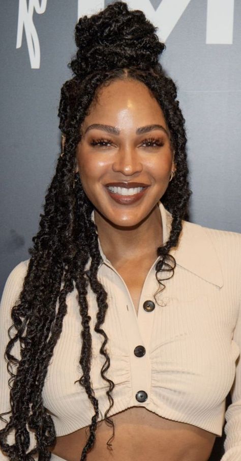 Angel Braids Black, Meagan Good Locs, Meagan Good Faux Locs, Locs Hairstyles For Wedding, Chrochet Braids, Hair Colorful, Boho Locs, Hairstyles For Wedding, Meagan Good