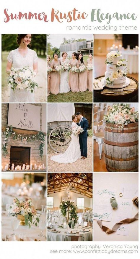 Ridiculously stunning summer Rustic Elegance wedding filled with ideas! #summerwedding Rustic Elegance Wedding, Rustic Wedding Colors, Romantic Theme Wedding, Wedding Themes Summer, Rustic Elegant Wedding, Summer Wedding Decorations, Elegance Wedding, Summer Wedding Colors, Wedding Decor Elegant