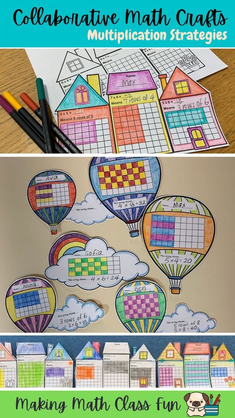 Multiplication Math Centers, Math Art Activities, Math Art Projects, Multiplication Strategies, Multiplication Activities, Family Houses, Teaching Third Grade, Math Crafts, Math Strategies