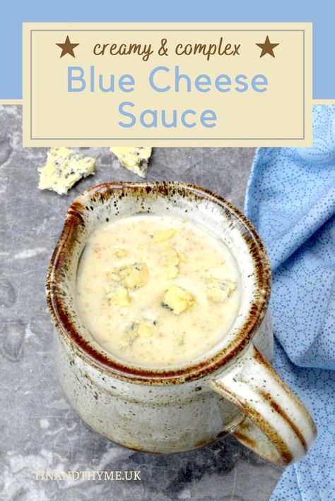 This easy recipe for blue cheese sauce is both rich and creamy. It's made with a wholesome wholemeal flour roux and is perfect for drizzling over pasta, veggies, baked potatoes and more. Add bold flavour to any dish with this versatile and healthier twist on classic blue cheese sauce. Quick to make and only four ingredients needed. Save this recipe for your next meal. #Sauce #BlueCheese Pasta Veggies, Blue Cheese Recipes, Blue Cheese Sauce, Uk Recipes, Vegan Cheese Sauce, Cheese Sauce Recipe, Autumn Recipes, Steamed Vegetables, Savory Sauce