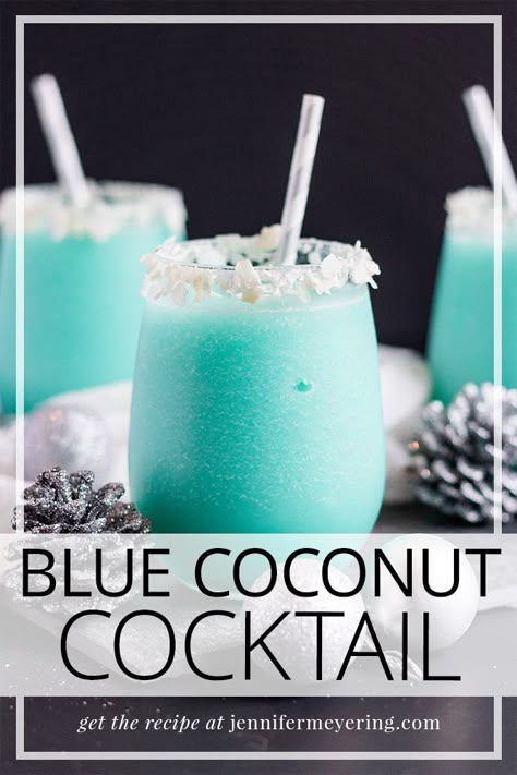 Vodka, pineapple juice, cream of coconut, and some blue curaçao come together to make a festive and colorful holiday drink! Coconut Cocktails, Coconut Cocktail, Cocktails Vodka, Cream Of Coconut, Colorful Cocktails, Fancy Drinks, Blue Curacao, Vodka Cocktails, Jello Shots