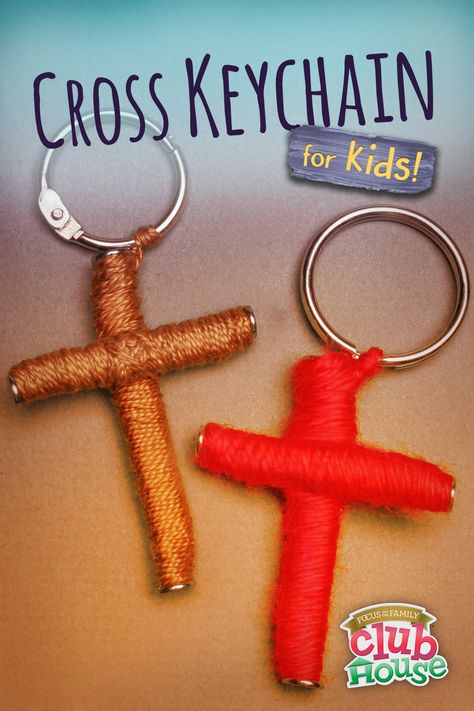 Crafts About Faith, Christian Summer Camp Crafts, Jesus Dies On The Cross Craft For Kids, 1 John 4 19 Craft For Kids, Men Crafts Projects, Cross Yarn Craft, Yarn Cross Craft, Nail Cross Craft, Occ Crafts