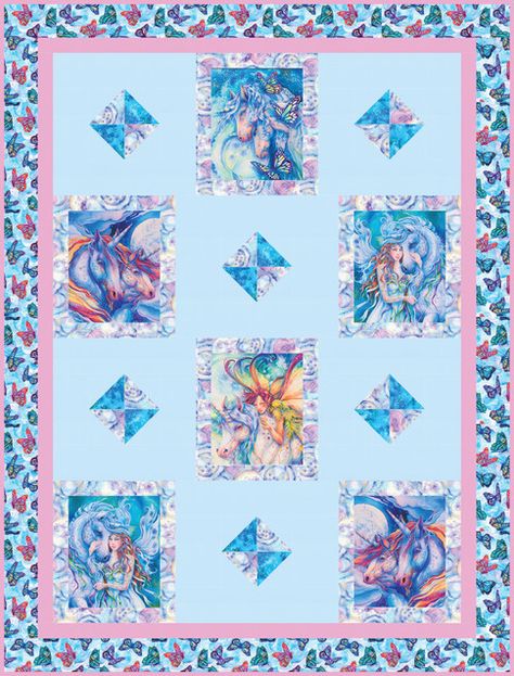 Unicorn Panel Quilts, Unicorn Quilts, Jody Bergsma, Unicorn Quilt, Kid Quilts, One Block Wonder, Girl Quilts, Panel Ideas, Panel Quilt Patterns