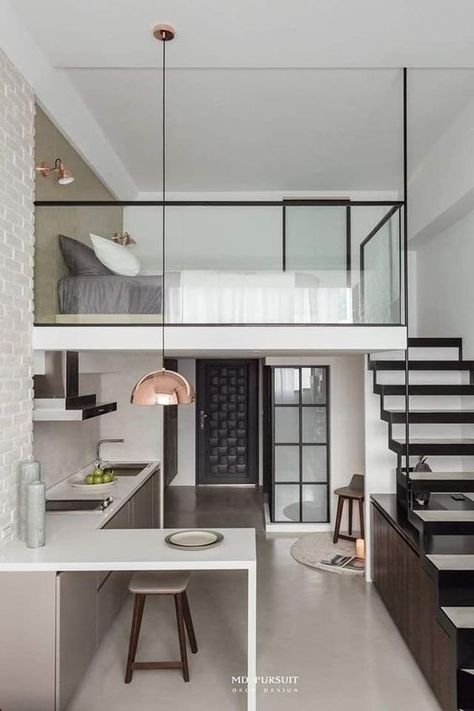 Small Loft Apartment Ideas, Small Loft Apartment, Loft Houses, Small Loft Apartments, Apartment Designs, Loft House Design, Small Room Design Bedroom, Loft Interior Design, Small House Interior