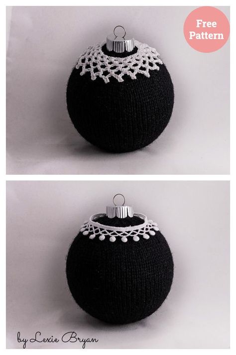 RBG Ball Christmas Ornament Free Knitting Pattern Knit Christmas Baubles, Knitted Christmas Balls, Lace Christmas Tree, Christmas Ball Ornaments, Snowman Christmas Ornaments, Christmas Bead, Beaded Ornaments, Christmas Ball, Circular Knitting