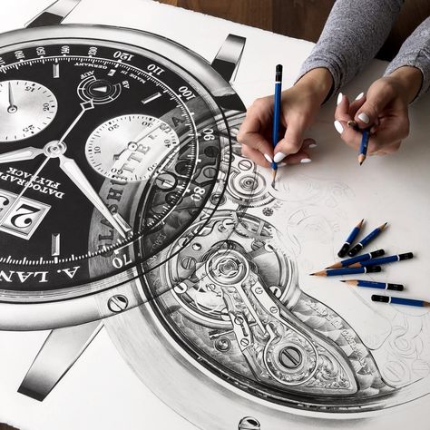 Canadian artist Julie Kraulis’ MAKING TIME collection of graphite drawings recreates the intricate details of iconic timepieces in one-of-a-kind “portraits”. An exhibition of her work will be on view in Sotheby’s London galleries from 20–23 September, alongside timepieces from the 24 September… Horology Design, Watch Sketch, Watch Drawing, Luxury Clock, 23 September, Vintage Timepiece, Art Watch, Africa Art, Richard Mille