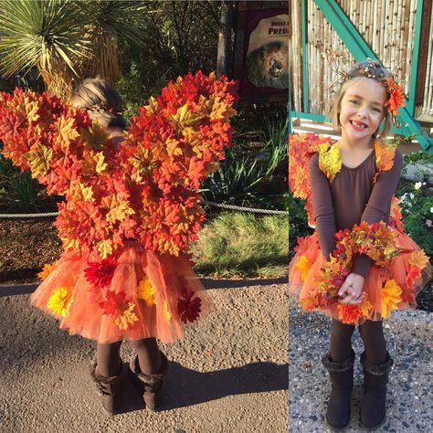 DIY Autumn Fairy Costume #diy #halloween #autumnfairy Autumn Costume Kids Diy, Autumn Costume Ideas, Fall Costume Ideas, Autumn Fairy Costume, Fall Fairy Costume, Harvest Scarecrow, Fall Costume, Fairy Costume Diy, Autumn Leaves Craft