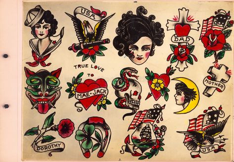 Flash Art Tattoos, Sailor Jerry Flash, Sailor Jerry Tattoo Flash, Jerry Tattoo, Dragons Tattoo, Sailor Tattoos, Vintage Tattoo Design, Sailor Jerry Tattoos, Hawaiian Tattoo